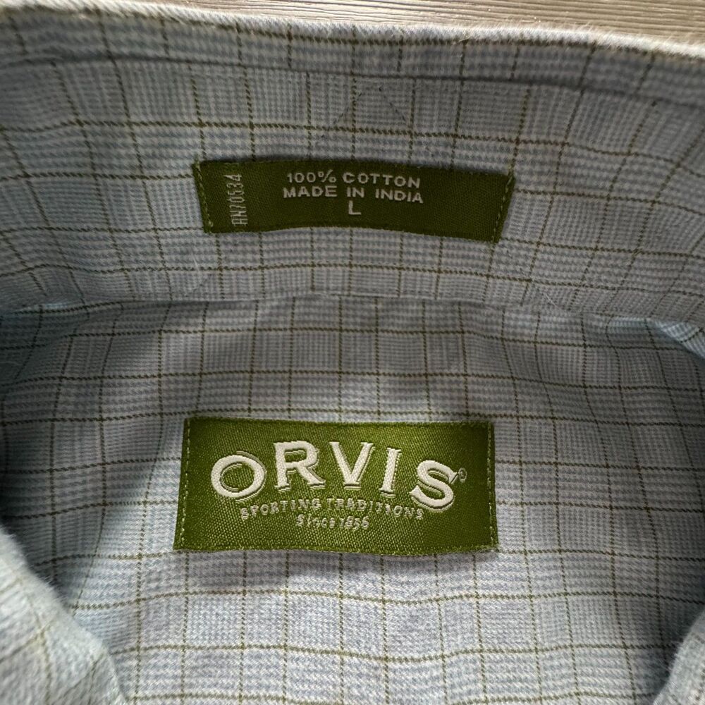 Orvis Lightweight Flannel Button Down Collar Shirt - Blue - Size L - Picture 2 of 8